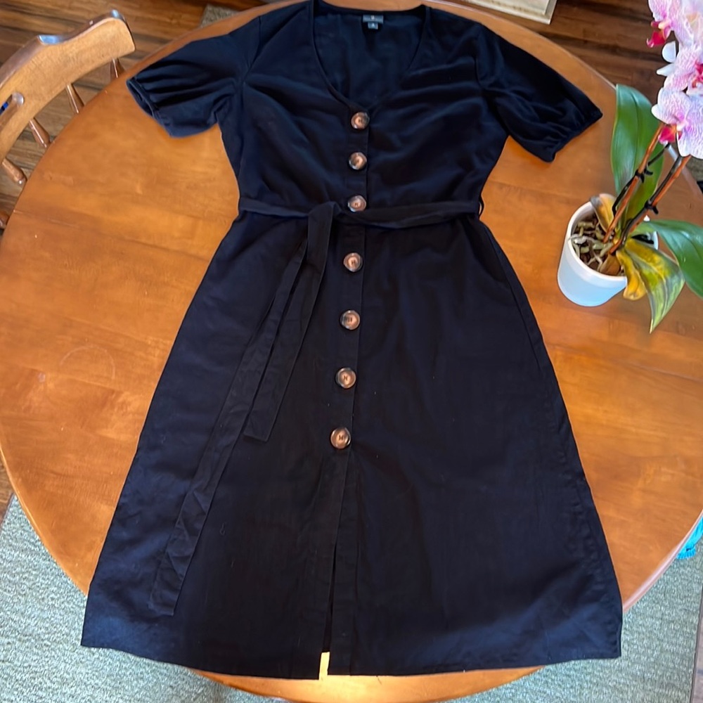 Black Cotton Button down Dress